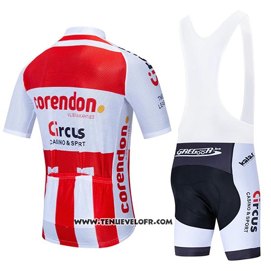 2019 Maillot Ciclismo Corendon Circus Rouge Blanc Manches Courtes et Cuissard